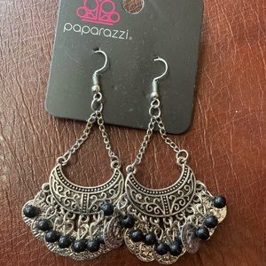 Silver and black earrings